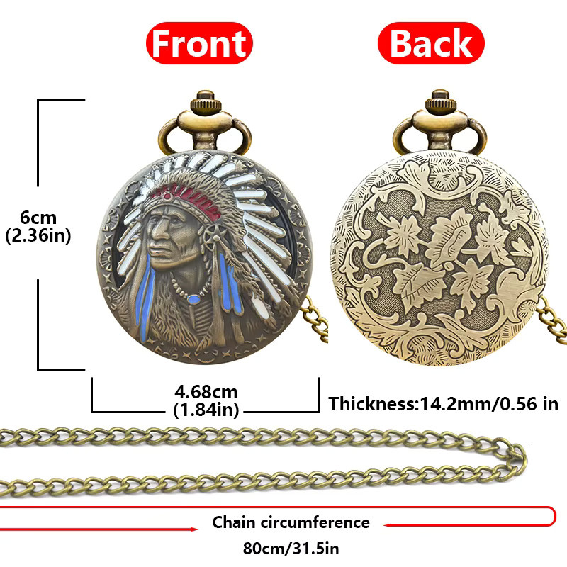 Wecin Taschenuhr-Halskette, Quarz, Bronze, Unisex - Bild 3