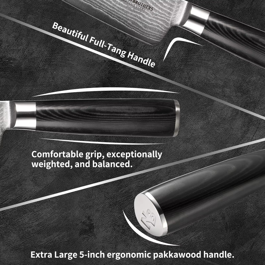Katisun Damaszener Stahl Kochmesser mit Hochkarbon-Stahlklinge und Pakkaholz-Griff, 8 Zoll (20,32 cm) - Bild 4