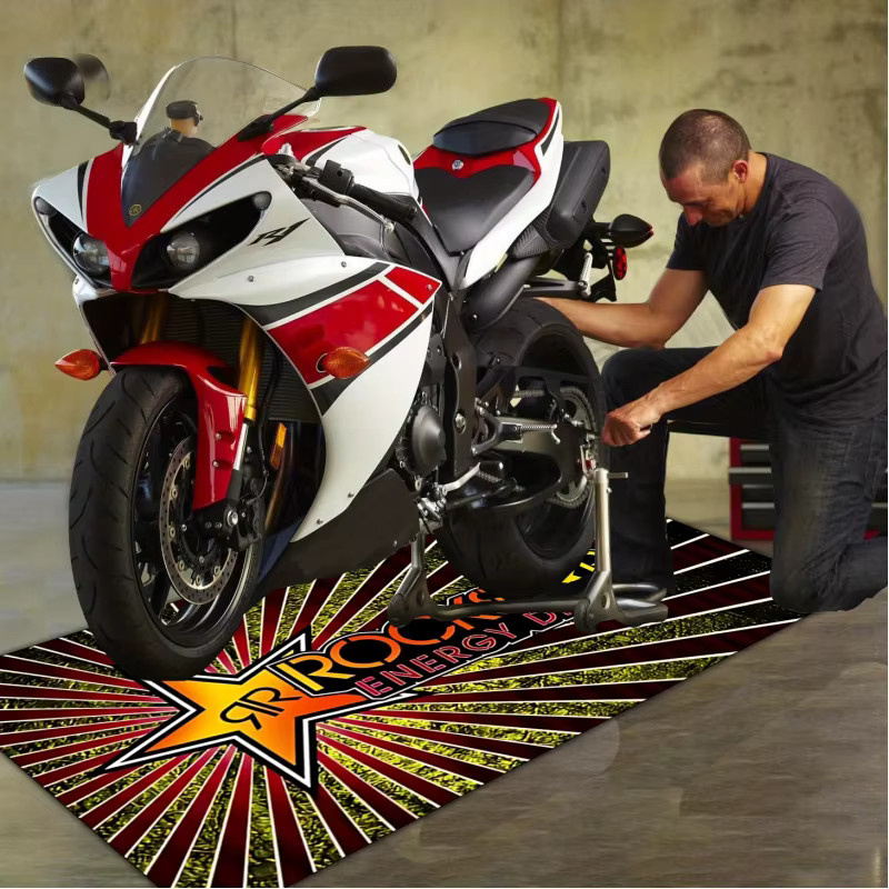 VIKAMA1PC Dekorative Motorradmatte in Schwarz für Garage und Wohnzimmer - Bild 4
