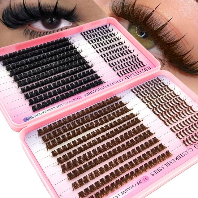 HBZGTLAD Wimpern-Cluster Schwarz und Braun, Unisex - Bild 1