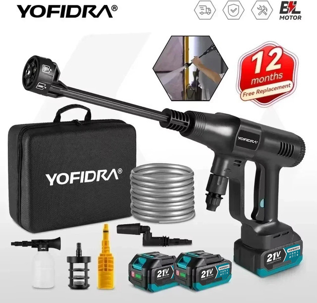 YOFIDRA Bürstenlose Hochdruckreiniger Spritzpistole 200 Bar 6 in 1 mit Wasserpistole in Schwarz, passend für Makita 18V LXT Akkus - Bild 1