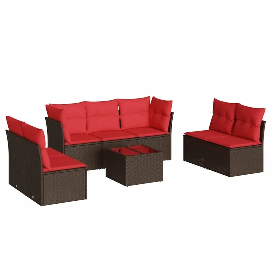 vidaXL 8-teilige Garten-Sofagarnitur in L-Form aus braunem PE-Rattan mit Tisch und UV-beständigen Kissen - Bild 2