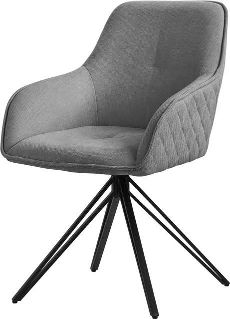 ML-Design Esszimmerstuhl drehbar in Grau aus Textil Webstoff mit Armlehnen und Rückenlehne - Bild 2
