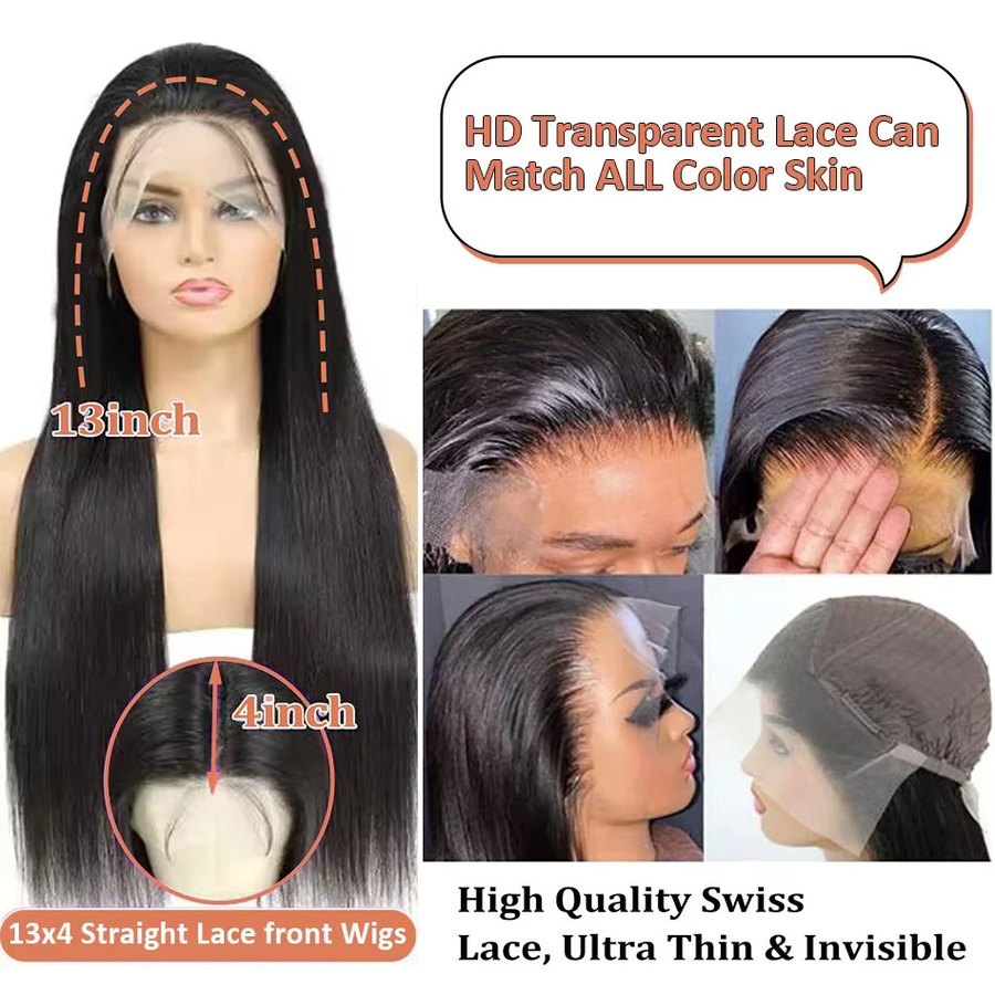 QZOQZO Echthaarperücke, 42 Zoll, HD Lace Front, gerade, Damen - Bild 4