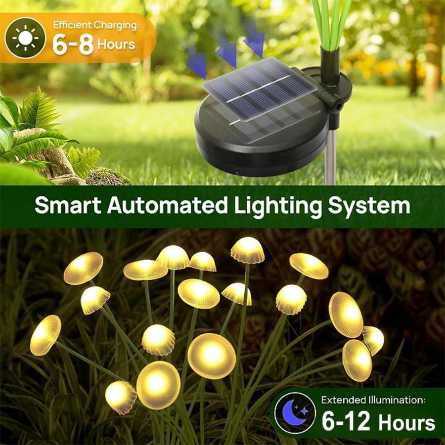YWZT BEIMT Solar Quallen Schwinglichter mit 10 LEDs, Wasserdichte Garten-Solarleuchte in Weiß für Terrasse und Rasen, Warmweiß - Bild 4