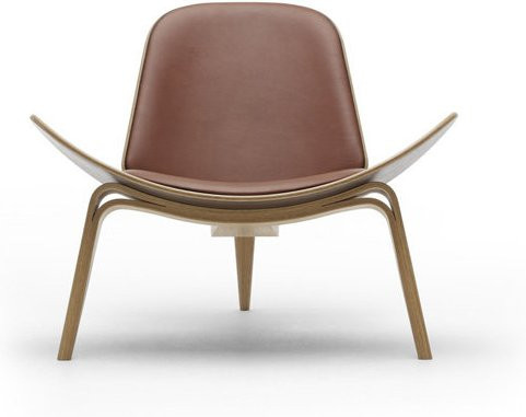 Carl Hansen & Søn CH07 Stuhl mit braunem Thor Leder und Furnier - Bild 1