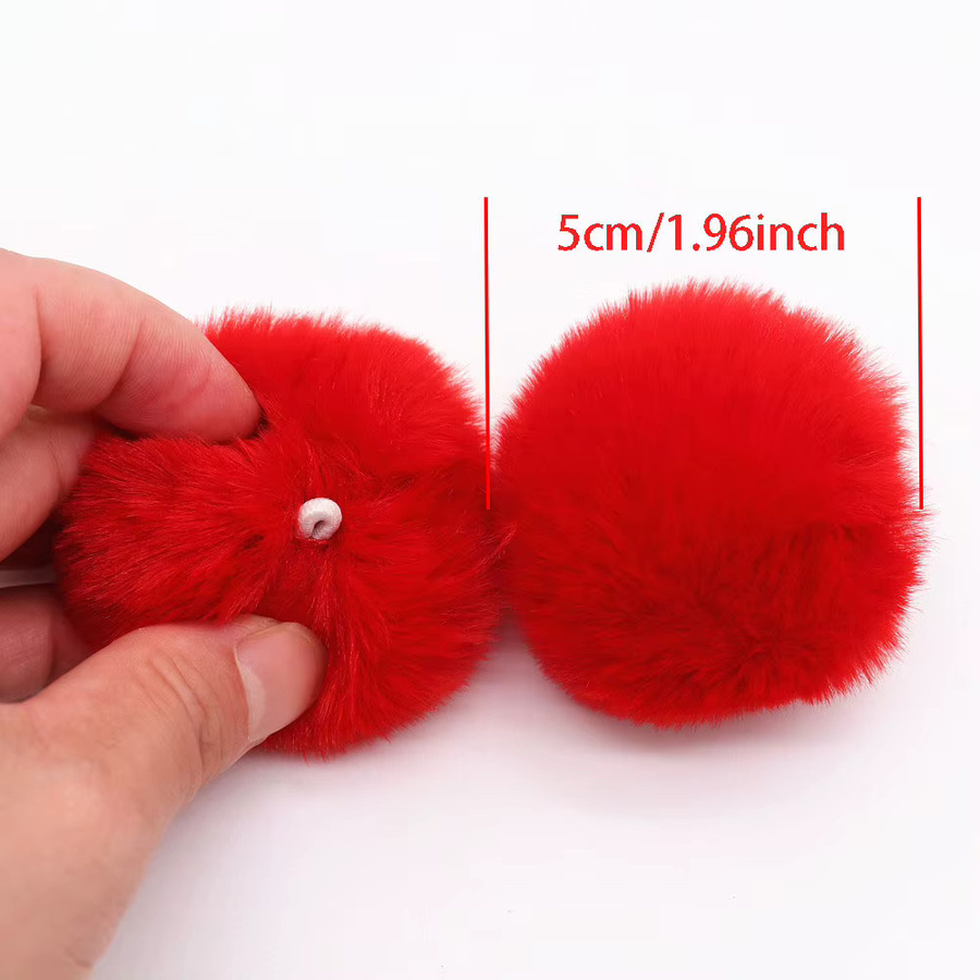 5er Set flauschige Kunstpelz Pompoms in Multicolour, Durchmesser: 5 cm, ideal für DIY-Handwerk und Hochzeitsdekoration - Bild 2
