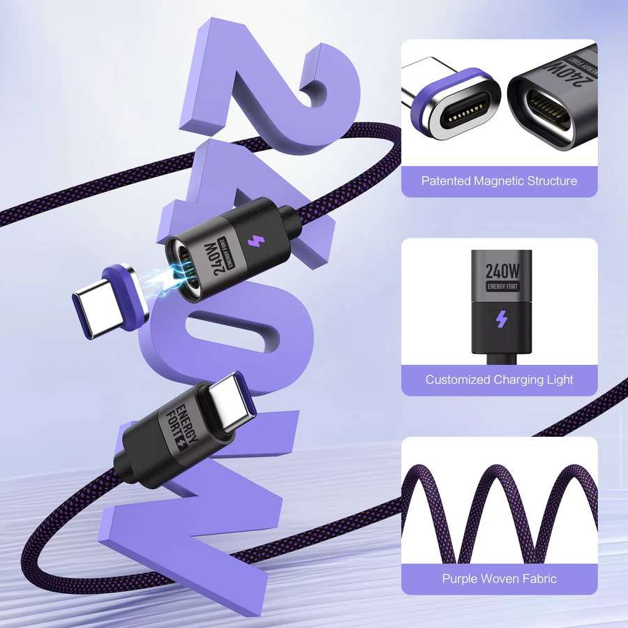 MOSHOU Magnetisches USB-C Schnellladekabel mit 240 W und PD3.1 5 A Unterstützung - Bild 2