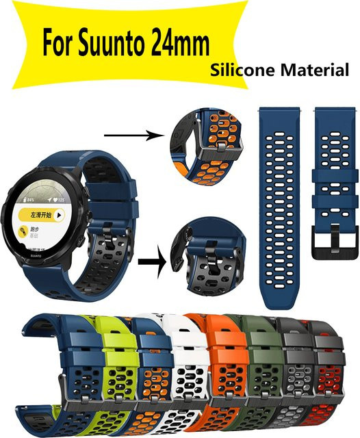 QCTOG Uhrenarmband Silikon, 24 mm, Schwarz - Bild 1