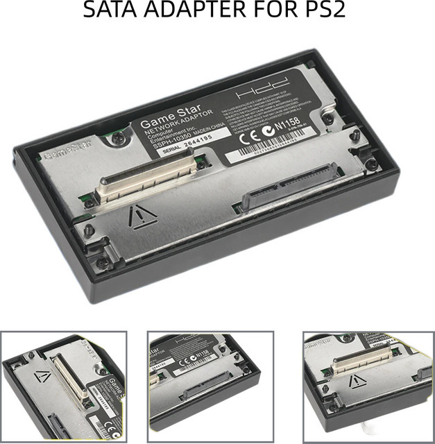 GameStar SATA-Adapter für PlayStation 2 PS2 Kompatibel mit 2,5 oder 3,5 Zoll HDD-Festplatten in Schwarz - Bild 1