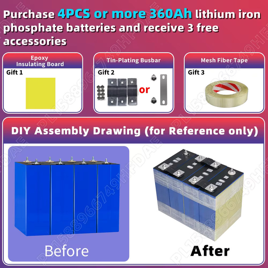 Seekwatt Klasse A 360Ah LiFePO4 Batterie 3.2V LFP Akku mit DIY Kit für Wohnmobil, Schiff, Camping und Solarenergiesysteme - Bild 2