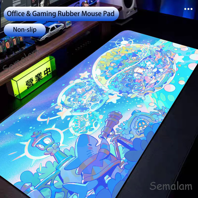 Semalam Blue Shark Gaming-Mauspad Abstrakte Schreibtischunterlage in Multicolour mit rutschfester Gummibasis und präzisen Nähten - Bild 1