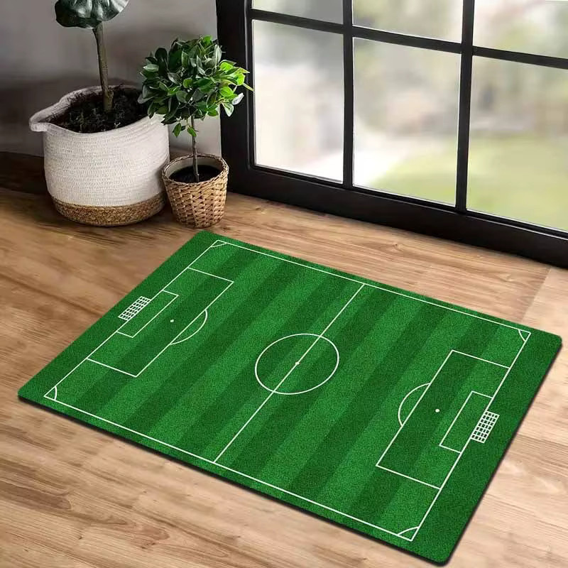 VIKAMA Teppich mit Fußball-Motiv in Grün, rutschfester Sport-Teppich für Flur, Schlafzimmer oder Eingangsbereich - Bild 3