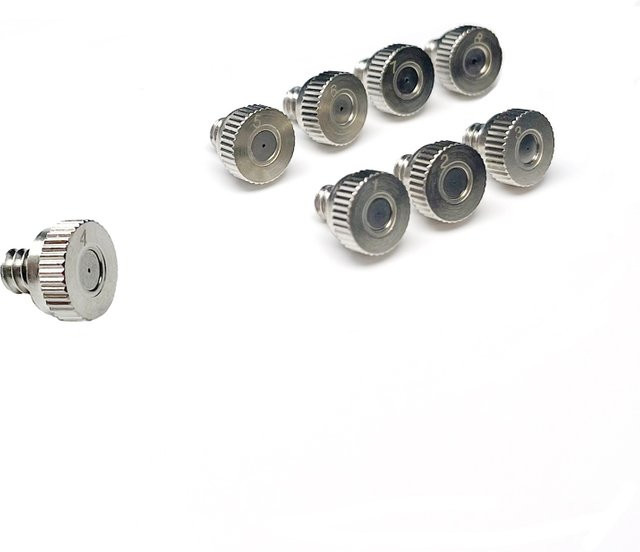 10 Stück verzinkte Messing-Nebeldüsen mit 10–24 UNC Außengewinde und Öffnungen von 0,1 mm bis 0,8 mm in Silber für deine Gartenterrasse und Wassersprüher - Bild 1