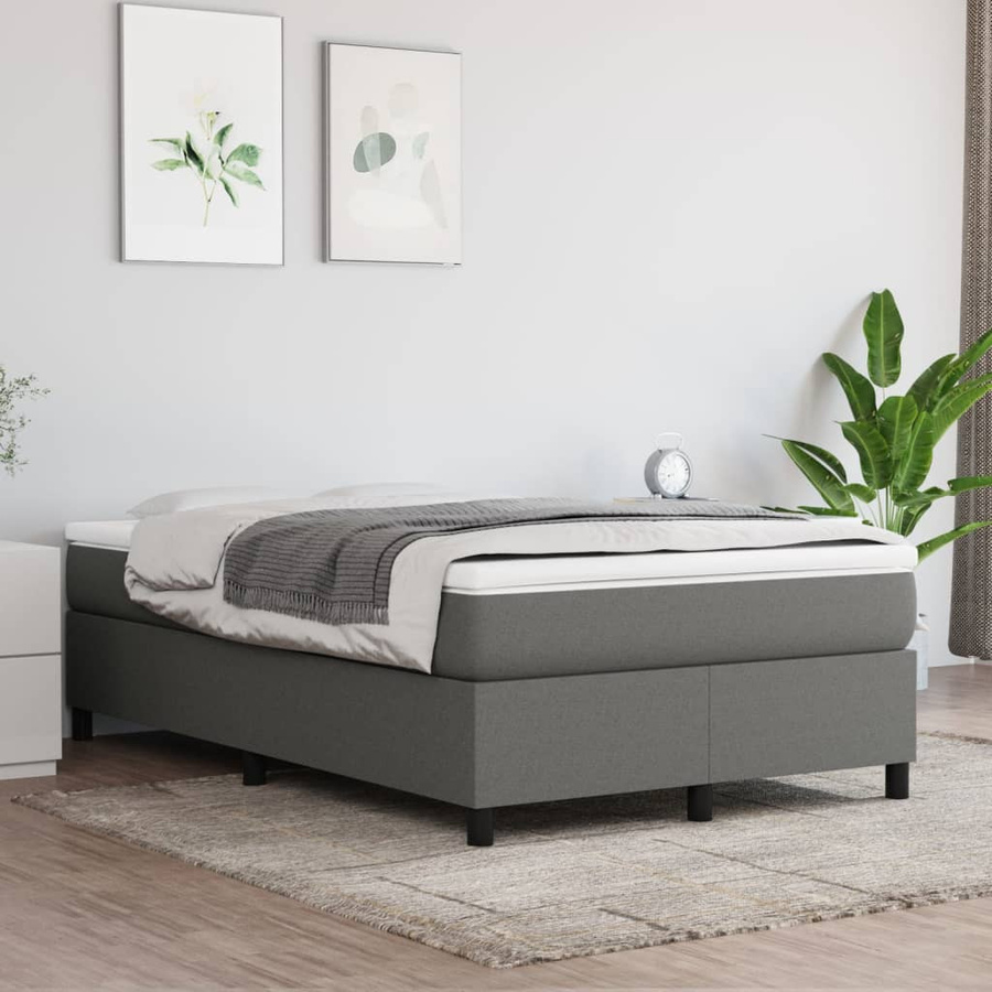 vidaXL Boxspringbett mit Matratze und Taschenfederkern in Grau, B/T/H: 120 x 200 x 35 cm - Bild 3