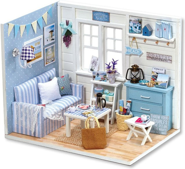 zuuton DIY Miniatur Puppenhaus 3D Puzzle, Kleines Haus Kit, mit LED Lichter - Bild 1