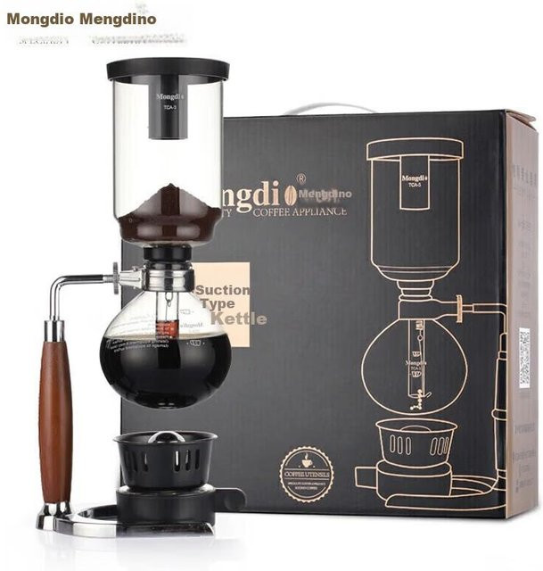 Mongdio Siphon-Kaffeemaschine Set für den Heimgebrauch, manuelle Kaffeekanne in transparent, 3 Tassen inklusive Geschenkbox - Bild 1