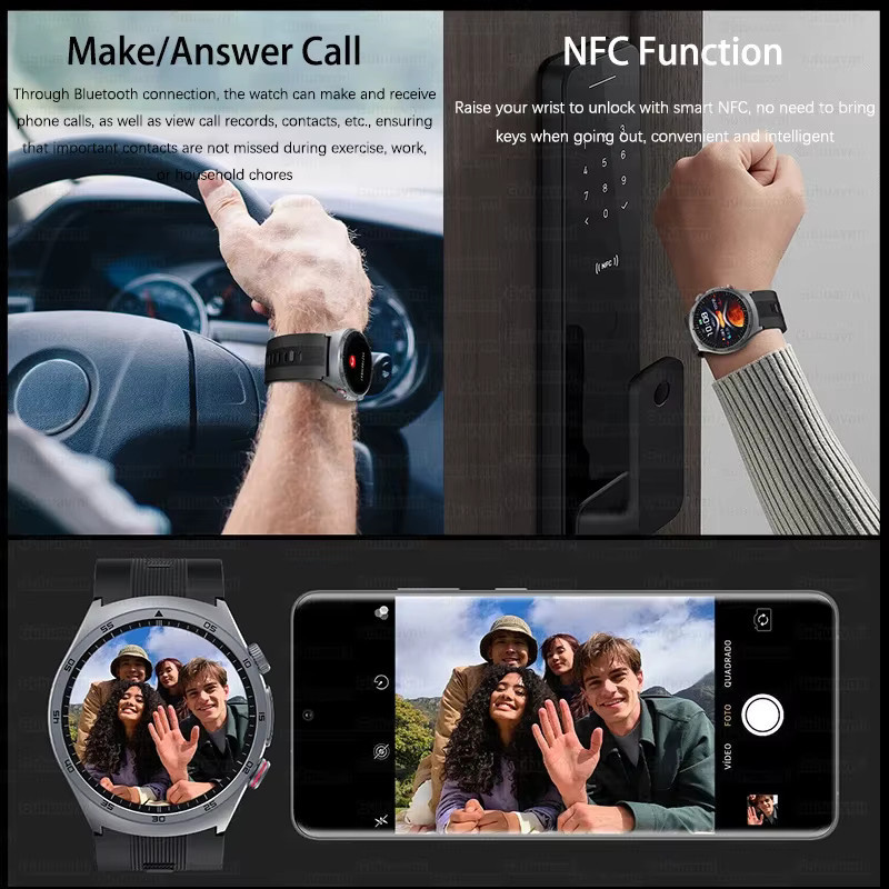 GUHUAVMI Smartwatch, Silikon, Schwarz, Herren, NFC - Bild 5