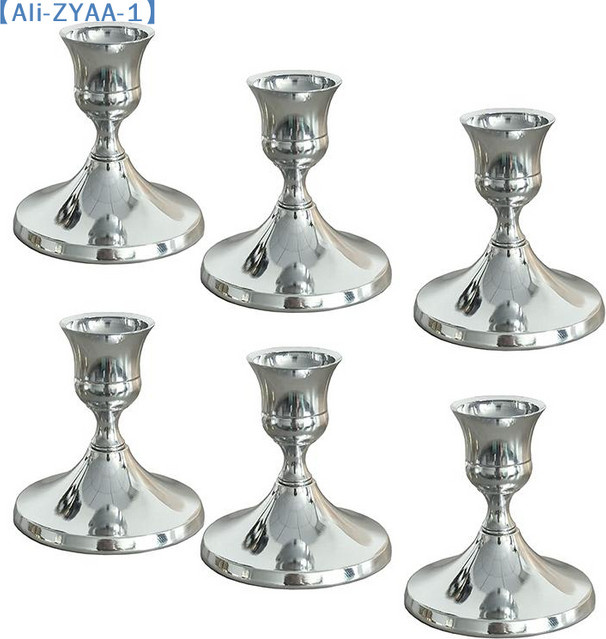 JETTING 2er-Set Vintage Tischkerzenhalter aus Metall für Stabkerzen in Schwarz und Silber - Bild 1