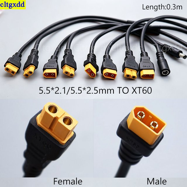 Cltgxdd XT60 Stecker und Buchse auf DC 5.5x2.1/5.5x2.5mm Adapter für FPV-Monitore und Drohnen-Videobrillen - Bild 1