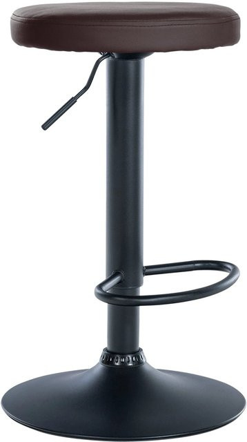 DELUKE Barhocker KAZON höhenverstellbarer Barstuhl aus Kunstleder in Braun mit schwarzem Metallgestell, B/T/H: 38,5 x 38,5 x 60 cm - Bild 1