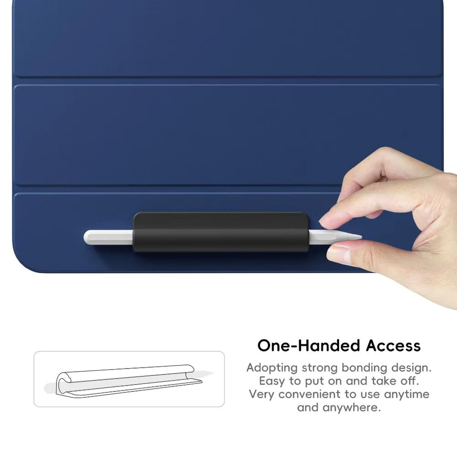 Selbstklebender Silikon-Bleistifthalter als Anti-Verlust-Halterung für Tablet-Stylus und Federmäppchen in einfarbigem Design - Bild 3