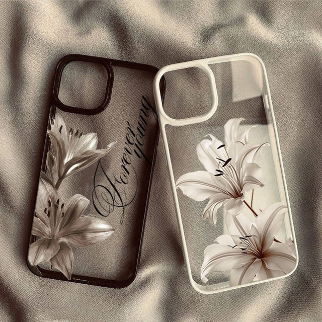 Stoßfeste Handyhülle mit Vintage Lilien Blumenmuster für iPhone Modelle in Purple - Bild 1