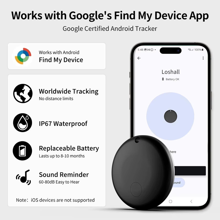 Peocke Android Tracker Tags Google zertifiziert, wasserdichte Bluetooth Smart Tags für Schlüssel, Wallet und Koffer, Farbe: Schwarz - Bild 3
