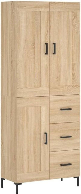 Vidaxl Highboard Modern in Sonoma-Eiche Natur Braun aus Holzwerkstoff und Metall, B/T/H: 69,5 x 34 x 180 cm - Bild 1