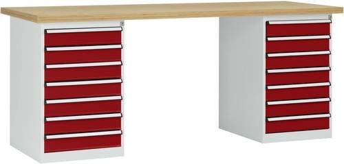 Manuflex Werkbanksystem WC5127.3003 aus Stahl in Rubin-Rot, B/T/H: 300 x 200 x 70 cm - Bild 1