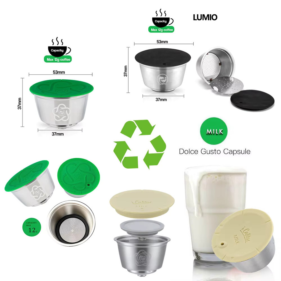 i Cafilas Wiederverwendbare Metallkapseln für Nescafe Dolce Gusto Piccolo XS Lumio aus Edelstahl in Silber - Bild 2