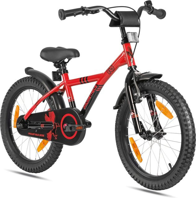 PROMETHEUS BIKES Kinderfahrrad 18 Zoll, mit Stützrädern und Rücktrittbremse, Rot - Bild 1