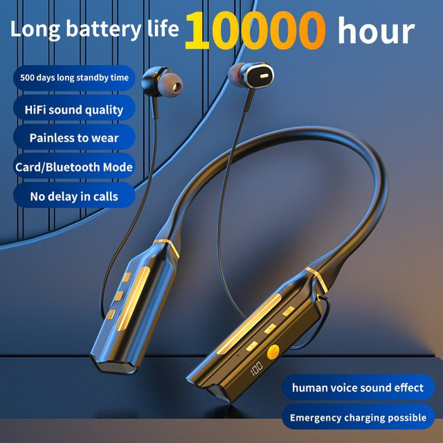 Luxuglow Bluetooth In-Ear Sport-Kopfhörer mit Nackenbügel und Rauschunterdrückung in Schwarz oder Blau - Bild 1