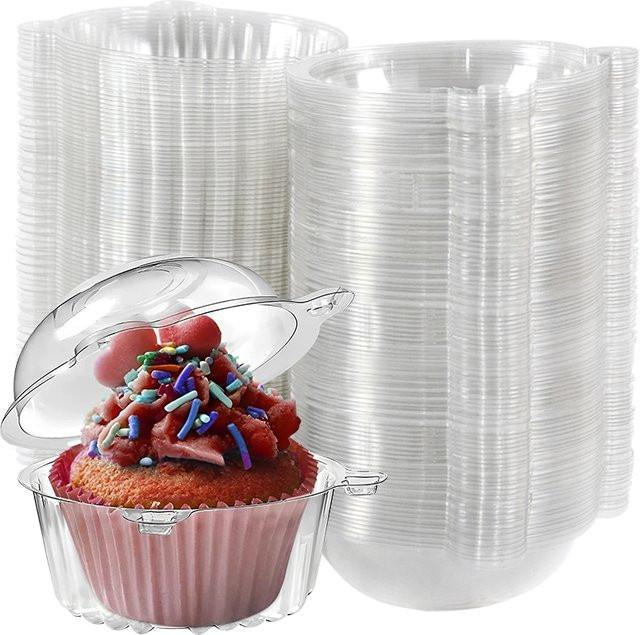100 Stück ZQNYCY Transparente Cupcake Boxen aus Kunststoff mit Snap-Lid für Dessert, Kuchen und Muffins - Bild 1