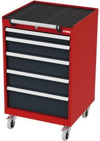 Stier Mobiler Schubladenschrank aus Stahl mit 5 Schubladen, rot/anthrazitgrau, B/T/H: 60,0 x 57,5 x 99,0 cm - Bild 1