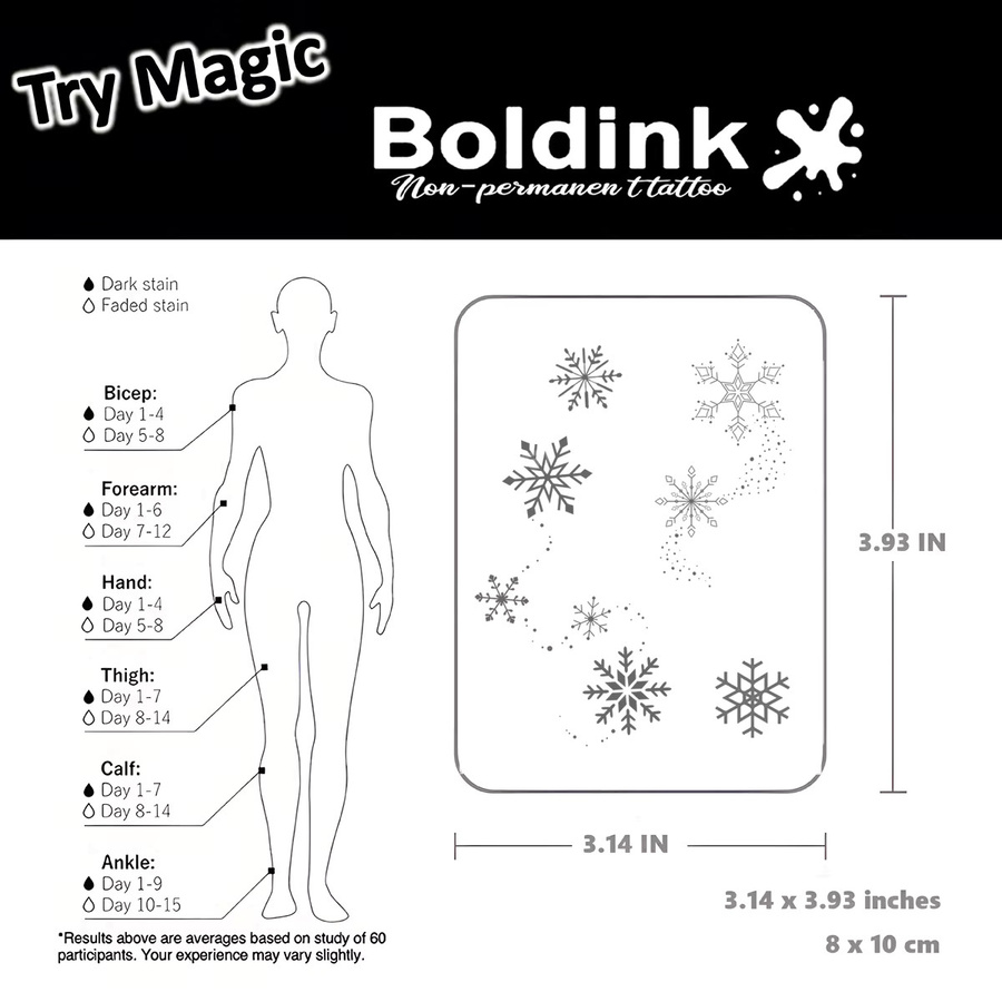 Boldink Temporäres Schneeflocken-Tattoo, wasserfest, semi-permanent - Bild 3