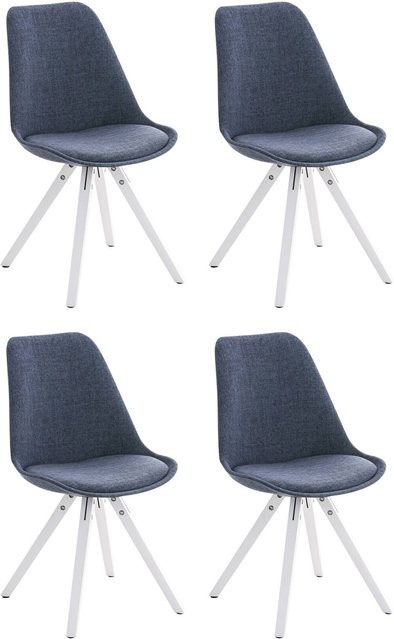 CLP 4er Set Stühle Pegleg Square in Blau mit gepolstertem Stoff und eckigen Buchenholzbeinen - Bild 1
