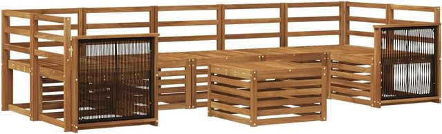 vidaXL Outdoor-Sofagarnitur aus Massivholz Akazie in Braun, 8-teiliges Set im U-Shape mit Latten-Design - Bild 1