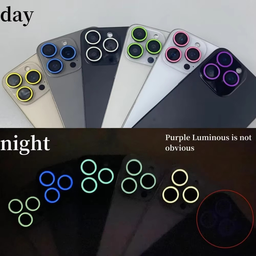 2-3 Stück Glow In The Dark Leuchtender Kameraobjektivschutz aus gehärtetem Glas für iPhone 17 16 15 Pro Max in Pink - Bild 2