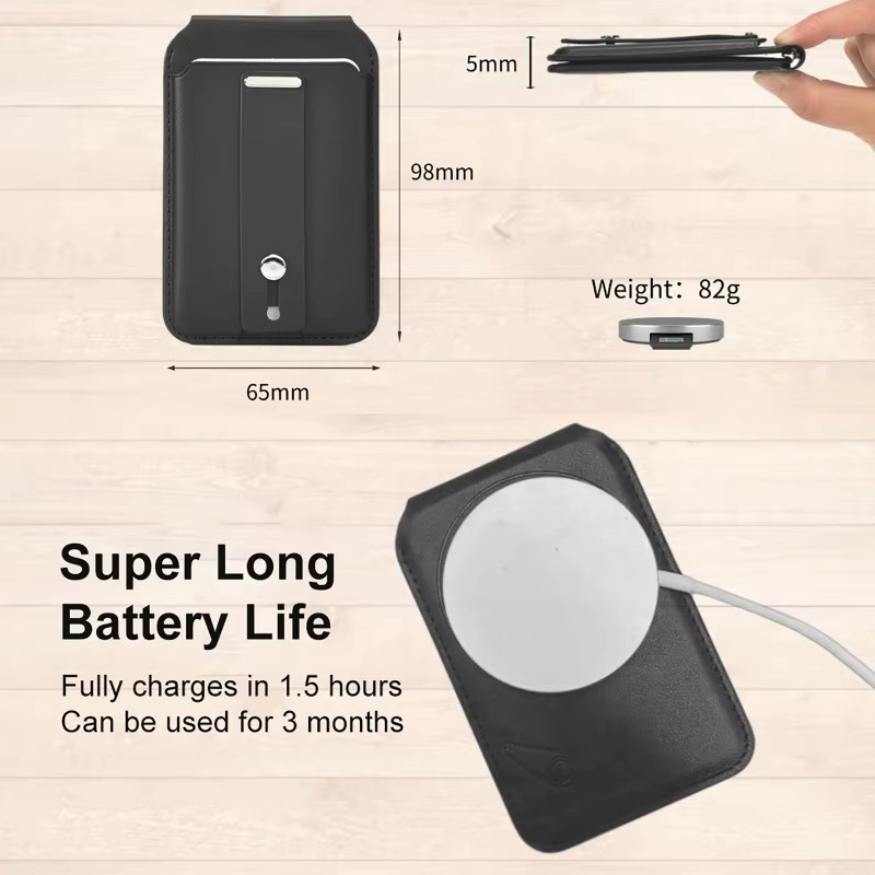 luxuglow MagSafe Geldbörse für iPhone 17 mit Find-My-Funktion und verstellbarem Ständer, Schwarz - Bild 5