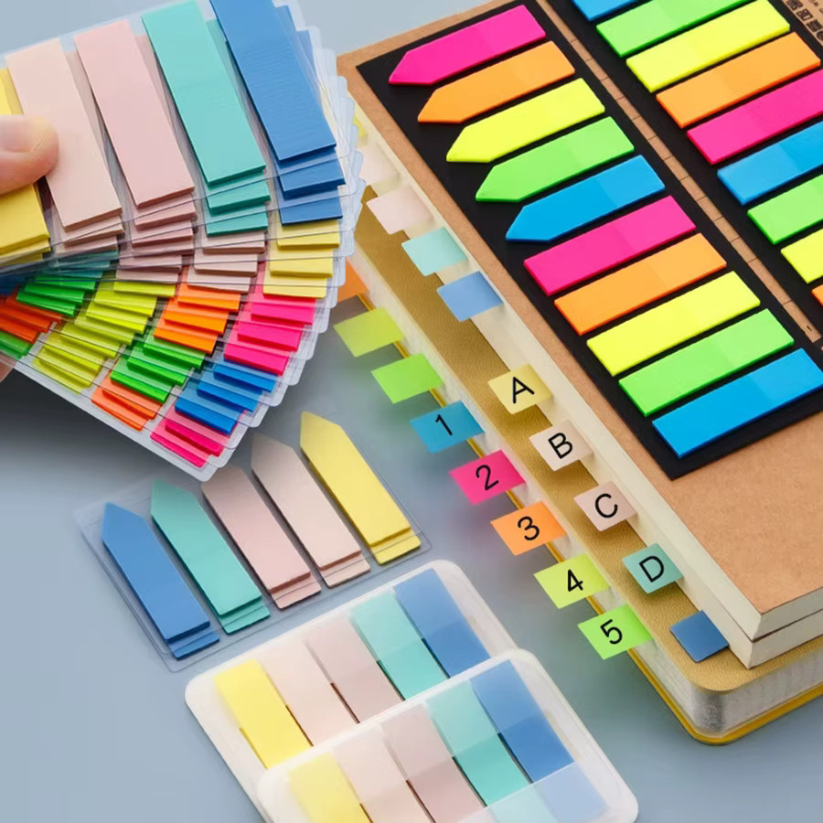 100 Stück beschreibbare fluoreszierende Führungsetiketten in Multicolour, selbstklebende Notizanzeige und Aufkleber für Schule und Planer - Bild 2