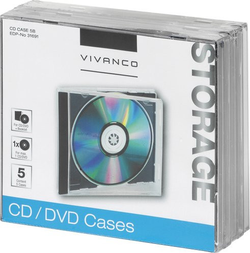 Vivanco CD/DVD Jewel Case 5er Pack transparent - Bild 1