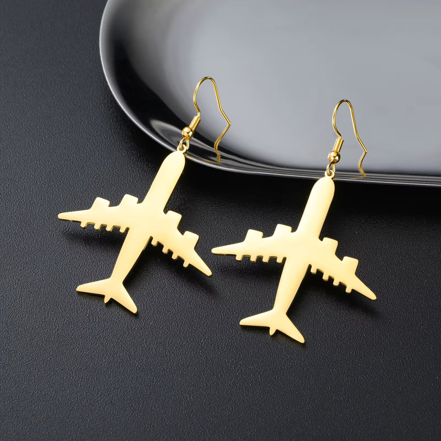 Cazador Ohrhänger Flugzeug, Edelstahl, Gold - Bild 3