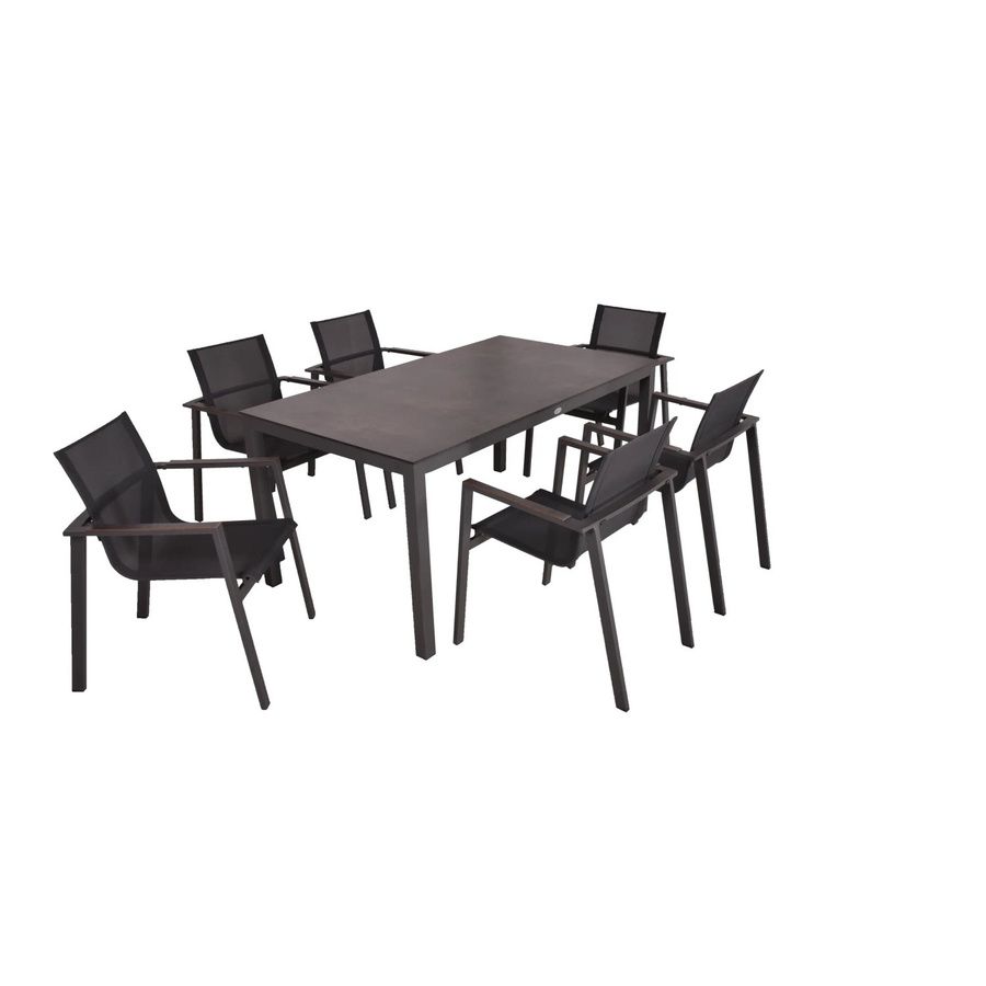DELUKE Garten-Sitzgruppe IMRE 7-teilig aus Aluminium und Kunststoff in Schwarz - Bild 2