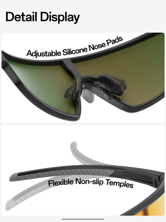 Kapvoe Sonnenbrille, Radfahrbrille, Photochrome, Unisex, Schwarz, Vollrand - Bild 4
