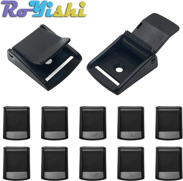 RoYishi Kunststoff-Klemmschnalle in Schwarz für Gurtband 15-50mm zur Verwendung an Haustierwesten, Rucksäcken und Taschenzubehör - Bild 1