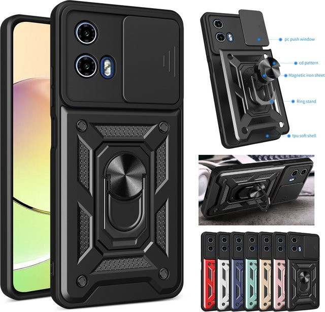 Stoßfeste Schutzhülle mit Kamera-Schutz für Motorola Moto G85 G84 G75 G73 G54 G34 G14 G53 G62 G42 G10 G20 G30 E22i E20 E30 E40 in Schwarz - Bild 1