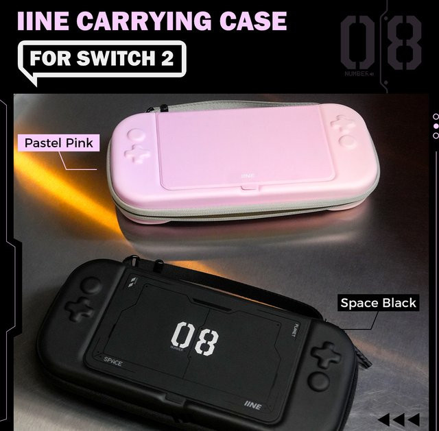 IINE Tragetasche für Nintendo Switch 2 aus stoßfestem EVA-Material in Rosa und Schwarz - Bild 1