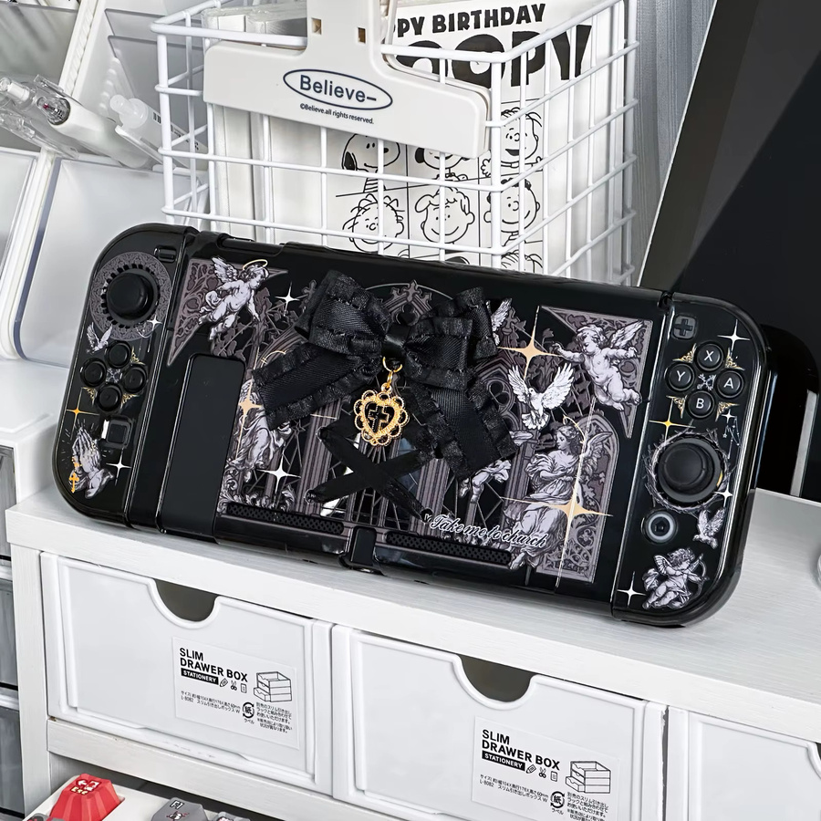 Gotische Kathedralen Schutzhülle für Nintendo Switch, OLED und Switch 2 in Schwarz mit dekorativen architektonischen Details als Hartschale - Bild 3
