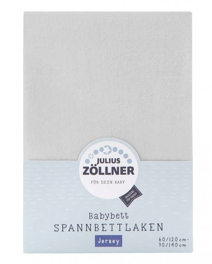 Julius Zöllner Jersey Spannbetttuch für Kinderbetten aus Baumwolle, Hellgrau, B/T: 70 x 140 cm - Bild 1